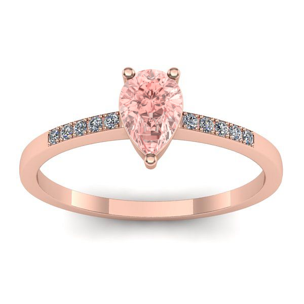 Inel cu diamant de laborator roz lacrima