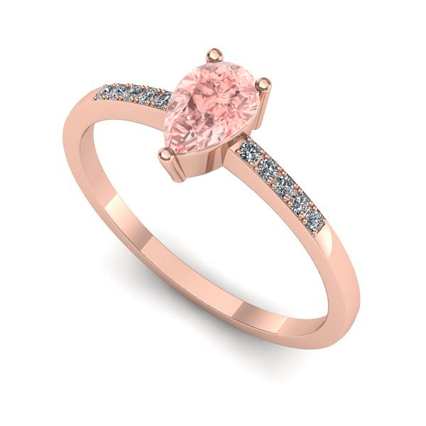 Inel de logodna din aur roz cu diamant de laborator roz