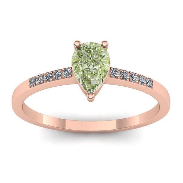 Inel cu diamant de laborator verde lacrima