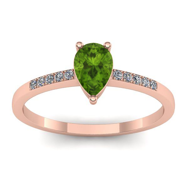 Inel de logodna cu peridot lacrima