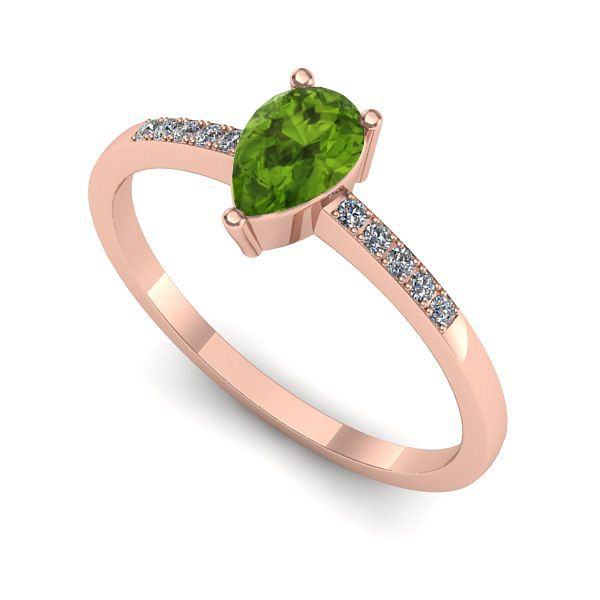 Inel logodna din aur roz cu peridot