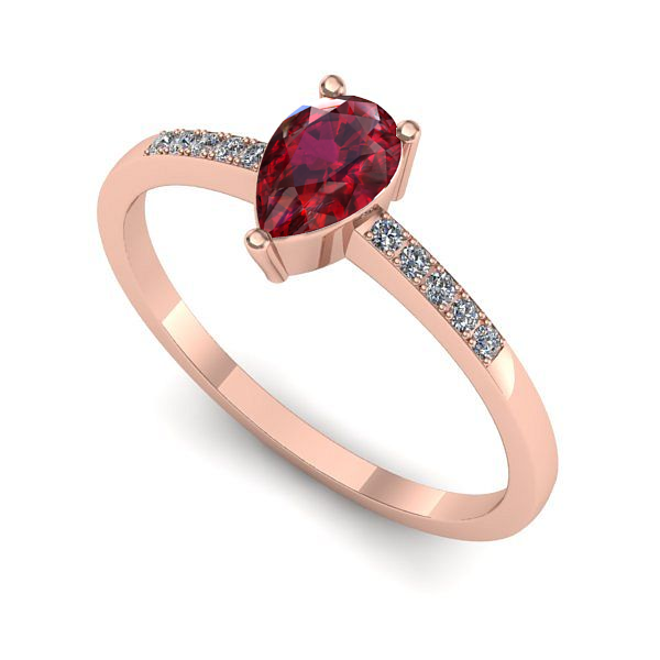 Inel de logodna din aur roz cu rubin