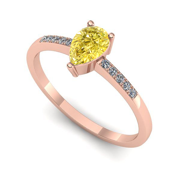 Inel logodna din aur roz cu safir galben