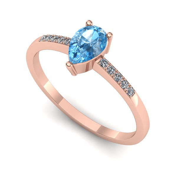 Inel din aur roz cu topaz blue
