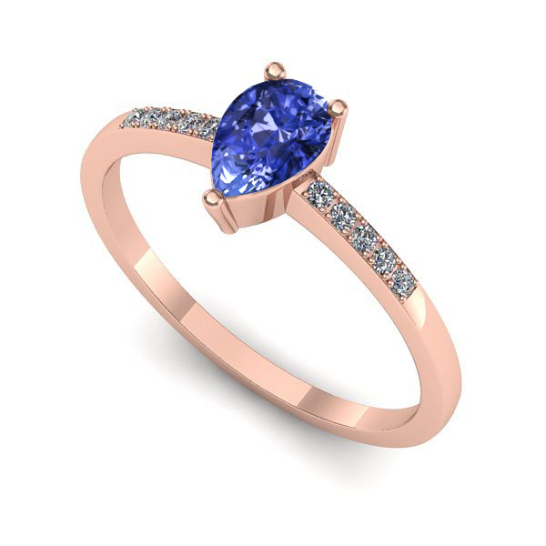 Inel din aur roz cu tanzanit