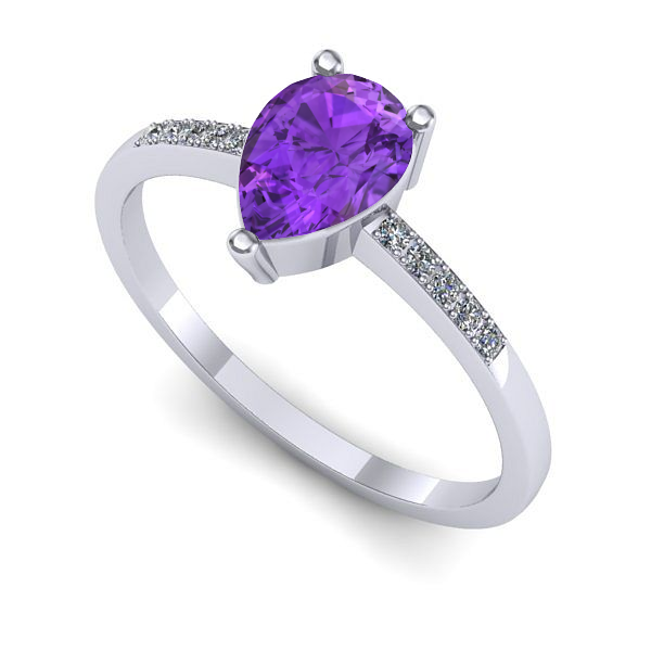 Inel din aur alb cu ametist