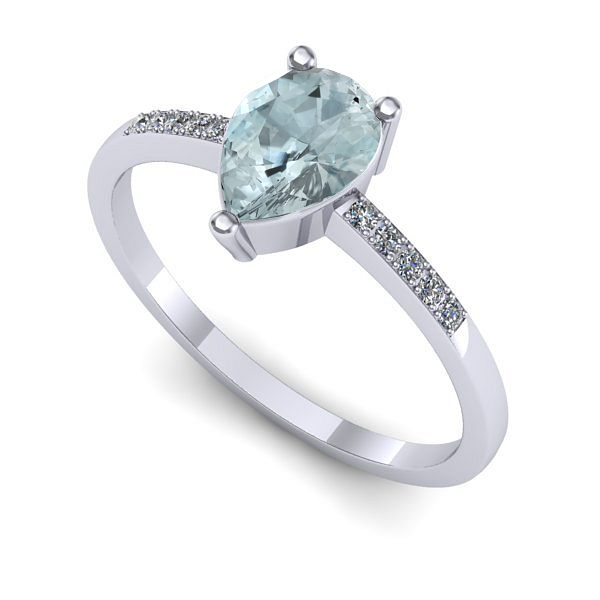 Inel de logodna din aur alb cu aquamarin