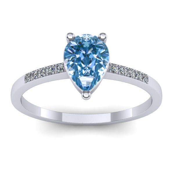 Inel cu diamant de laborator albastru lacrima