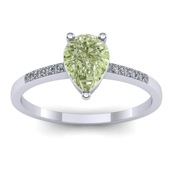 Inel cu diamant de laborator verde lacrima