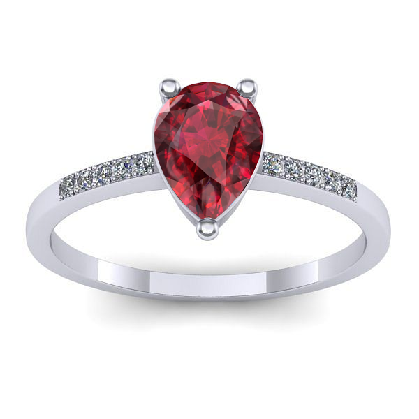 Inel logodna cu rubin lacrima