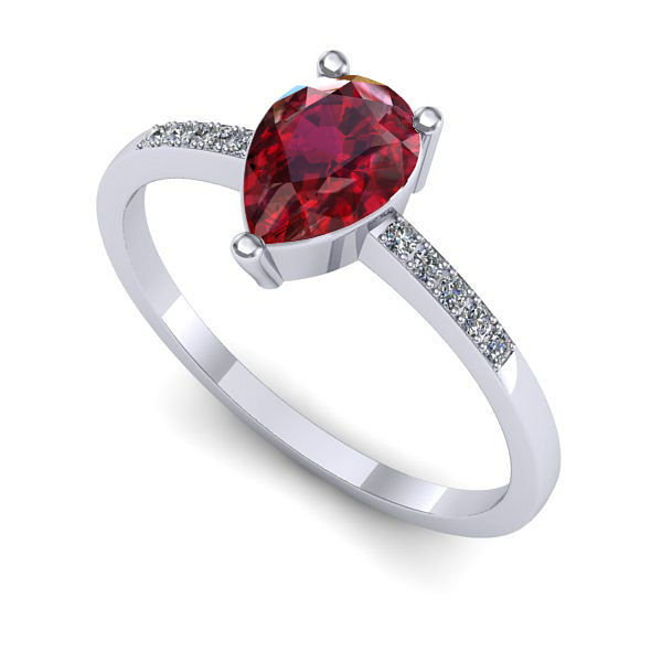 Inel de logodna din aur alb cu rubin