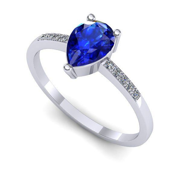 Inel de logodna din aur alb cu safir