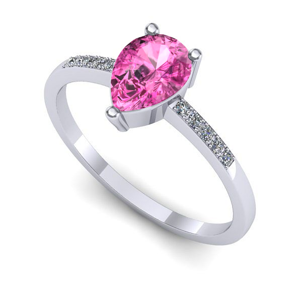 Inel de logodna din aur alb cu safir roz