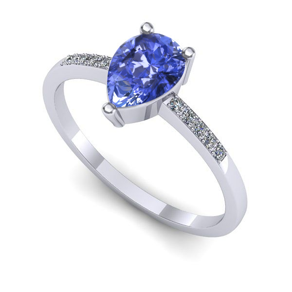 Inel logodna din aur alb cu tanzanit