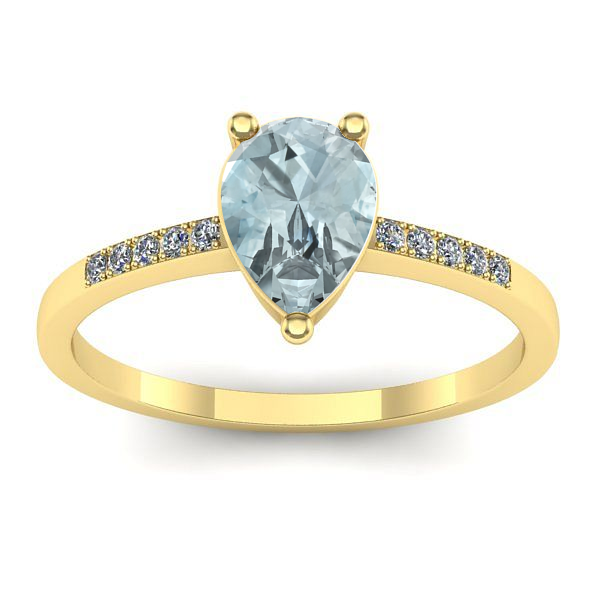 Inel logodna cu aquamarin lacrima