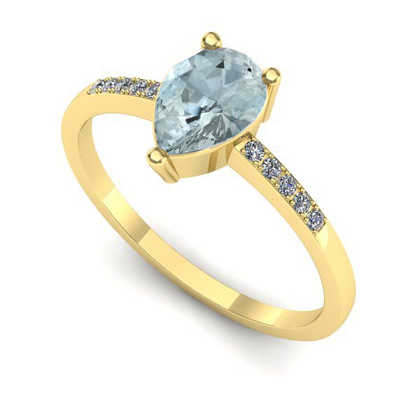 Inel din aur galben cu aquamarin