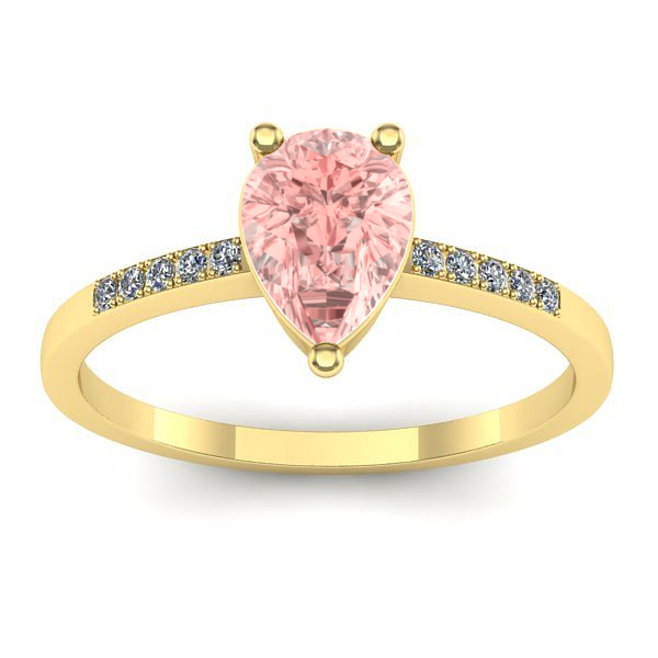 Inel logodna cu diamant de laborator roz lacrima
