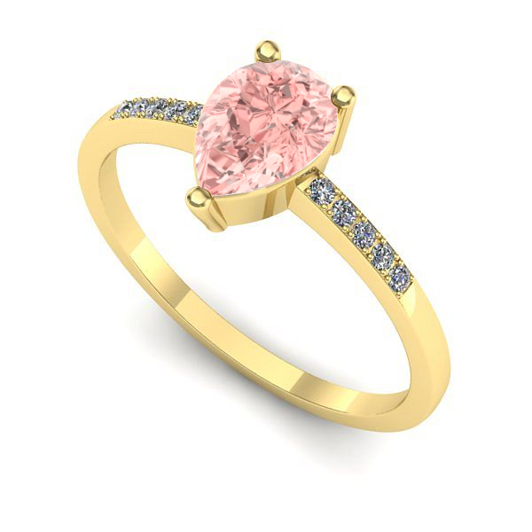 Inel de logodna din aur galben cu diamant de laborator roz