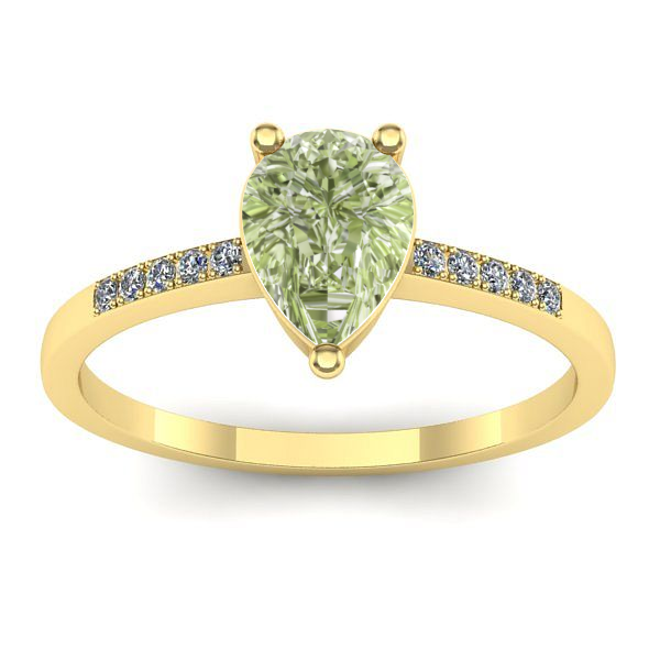 Inel cu diamant de laborator verde lacrima