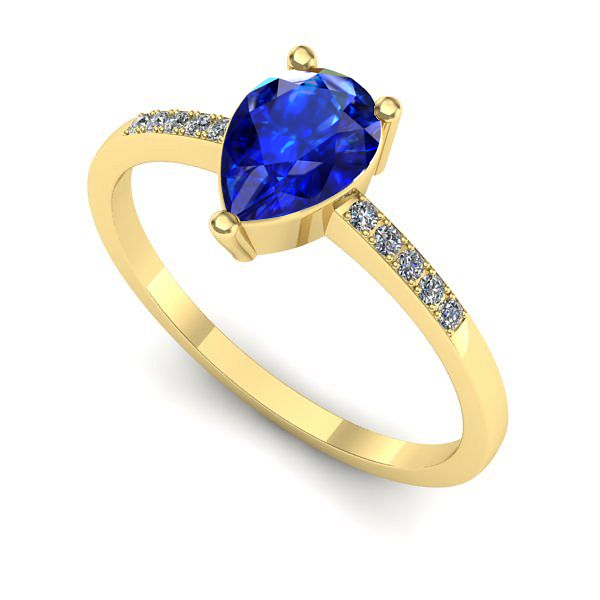 Inel de logodna din aur galben cu safir