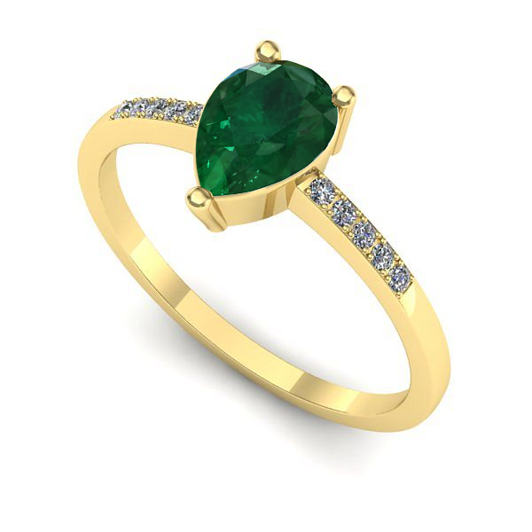 Inel din aur galben cu smarald