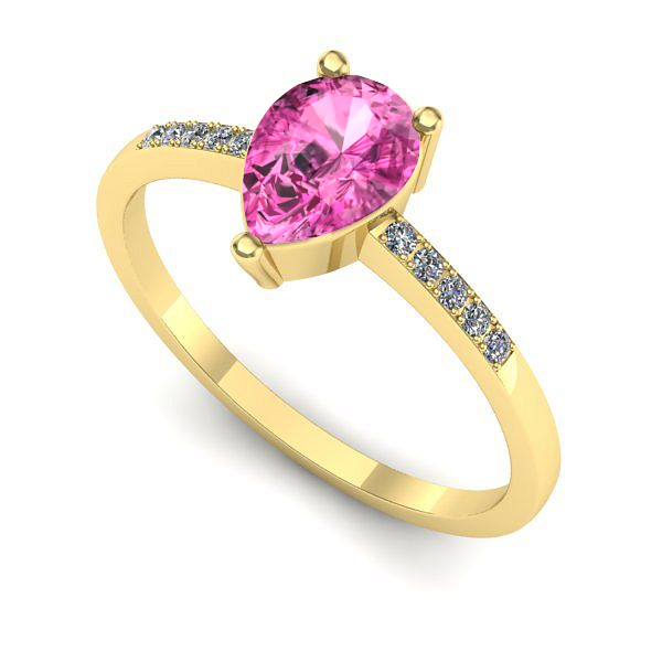 Inel de logodna din aur galben cu safir roz