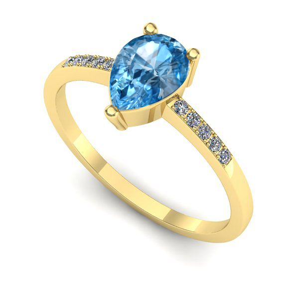 Inel de logodna din aur galben cu topaz blue