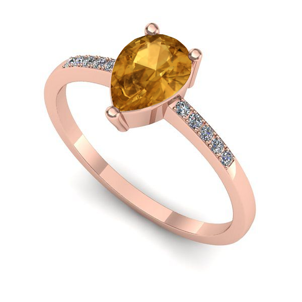 Inel logodna din aur roz cu citrin