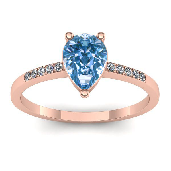 Inel cu diamant de laborator albastru lacrima