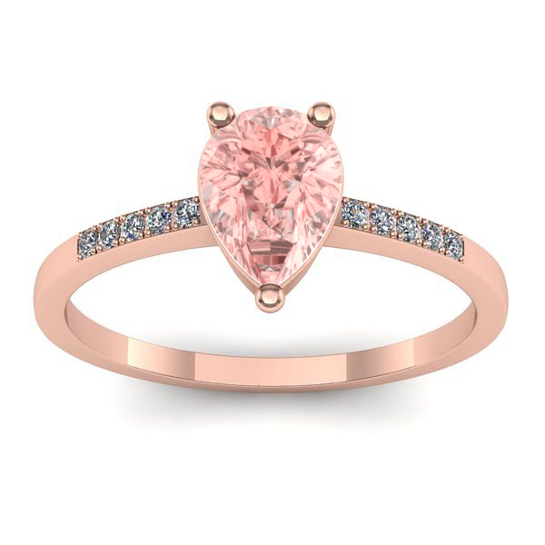 Inel logodna cu diamant de laborator roz lacrima