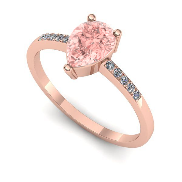 Inel logodna din aur roz cu diamant de laborator roz