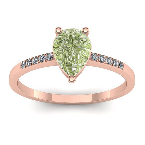 Inel cu diamant de laborator verde lacrima