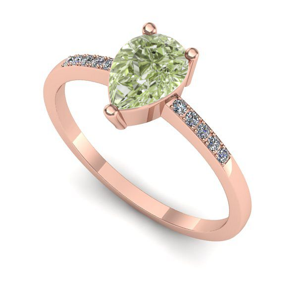 Inel din aur roz cu diamant de laborator verde