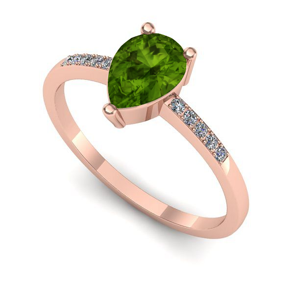 Inel logodna din aur roz cu peridot