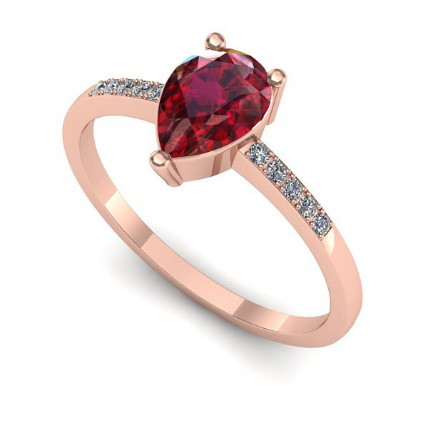 Inel din aur roz cu rubin