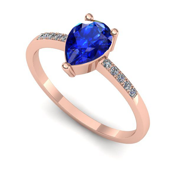 Inel de logodna din aur roz cu safir
