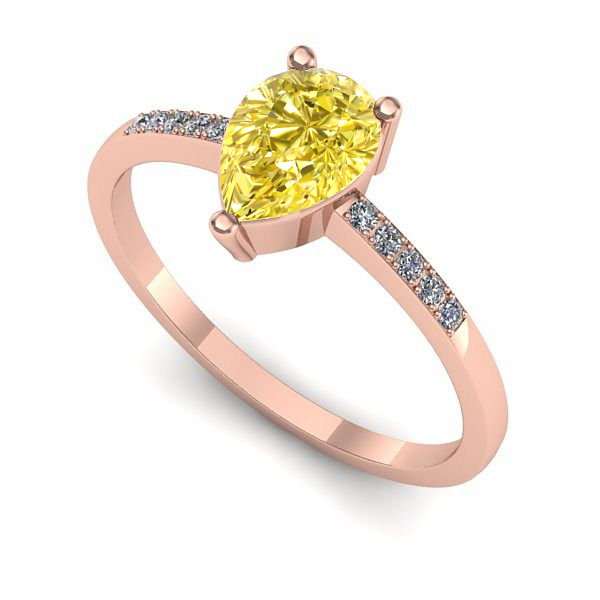 Inel logodna din aur roz cu safir galben