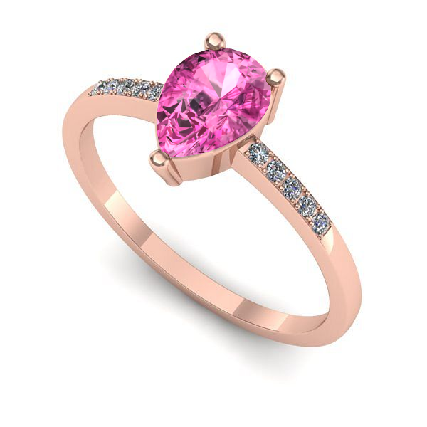 Inel de logodna din aur roz cu safir roz