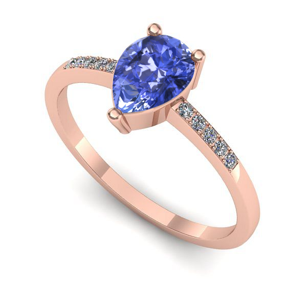 Inel logodna din aur roz cu tanzanit
