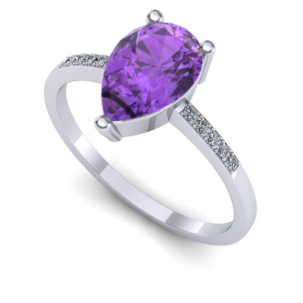 Inel logodna din aur alb cu ametist