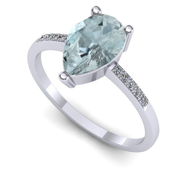 Inel de logodna din aur alb cu aquamarin