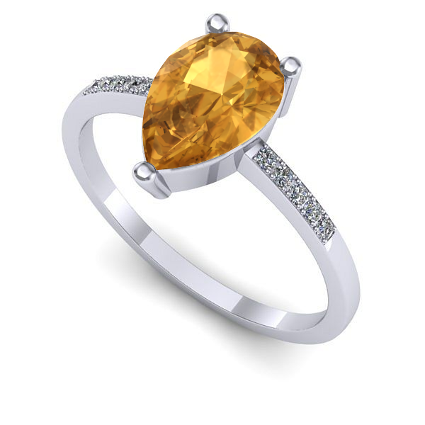 Inel logodna din aur alb cu citrin