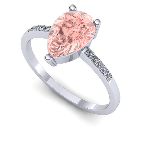 Inel logodna din aur alb cu diamant de laborator roz