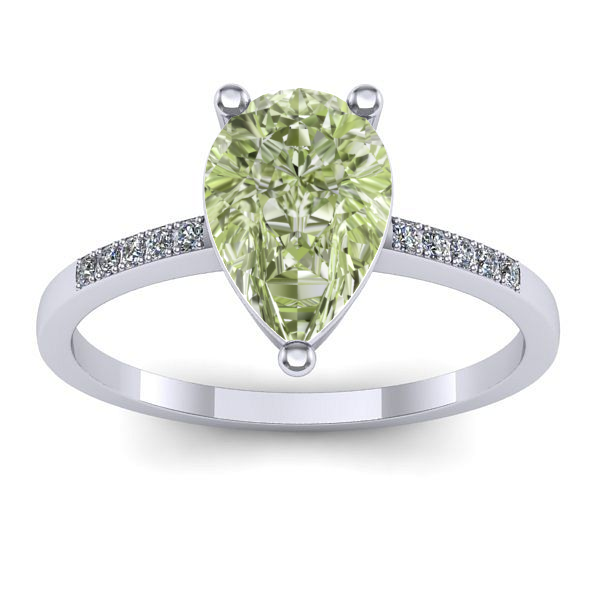 Inel cu diamant de laborator verde lacrima