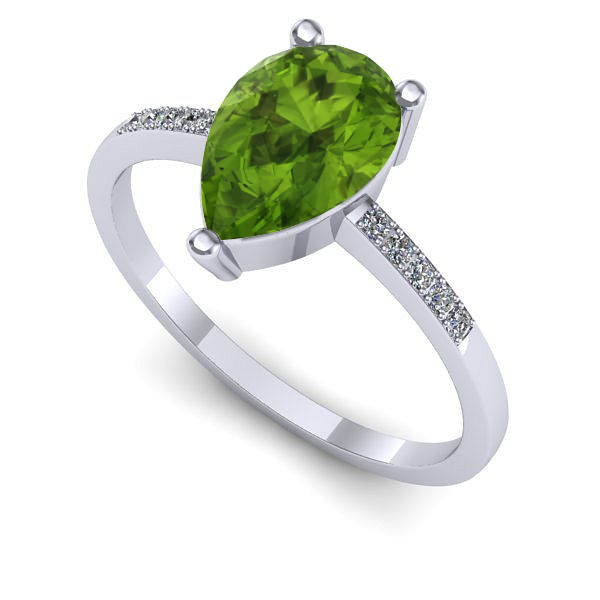 Inel logodna din aur alb cu peridot