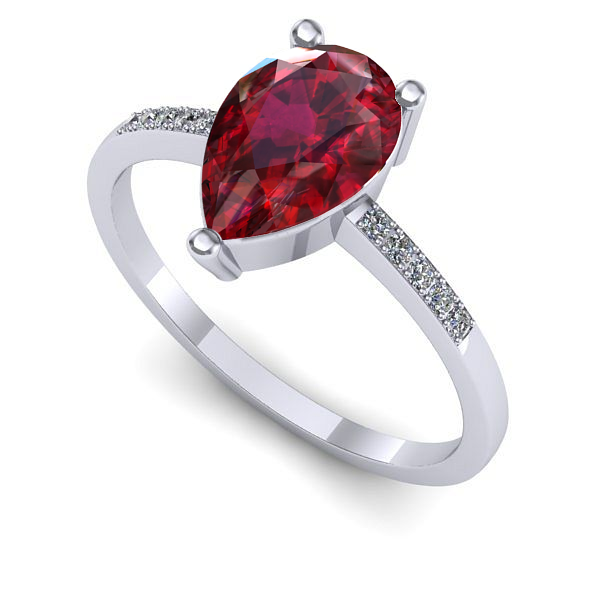 Inel logodna din aur alb cu rubin