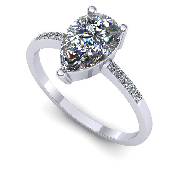 Inel logodna din aur alb cu diamant de laborator