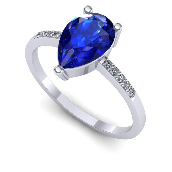 Inel din aur alb cu safir