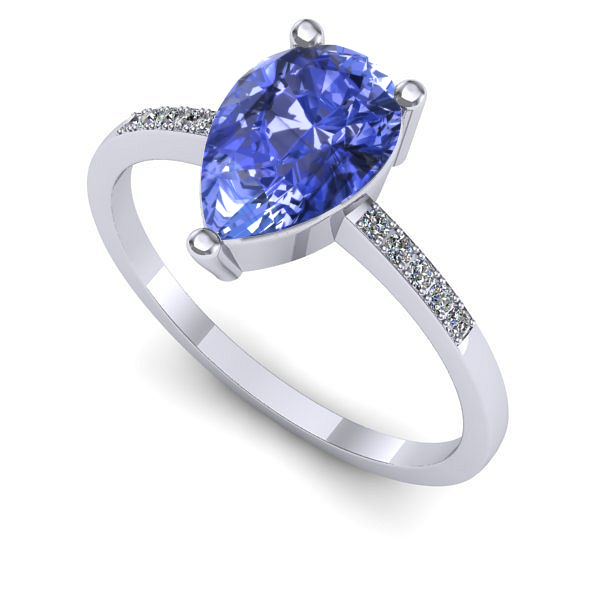 Inel logodna din aur alb cu tanzanit