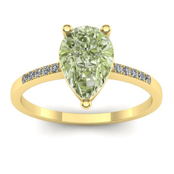 Inel de logodna cu diamant de laborator verde lacrima